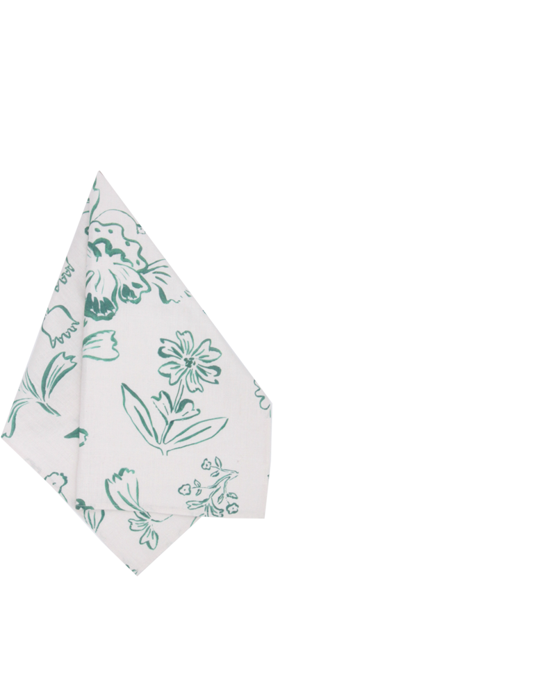 GREEN FLORAL NAPKIN SET