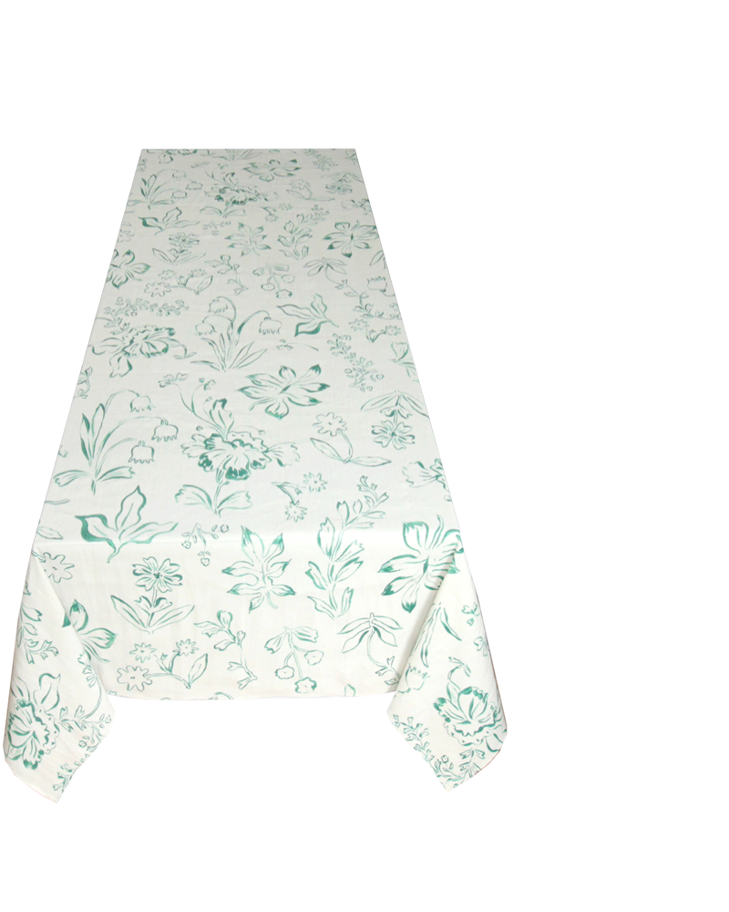 GREEN FLORAL TABLECLOTH