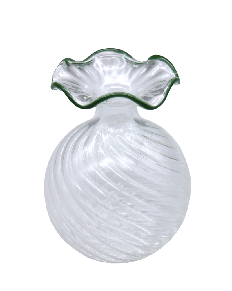 GREEN RIM TWISTED VASE