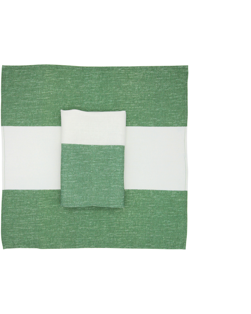 GREEN STRIPE NAPKIN SET