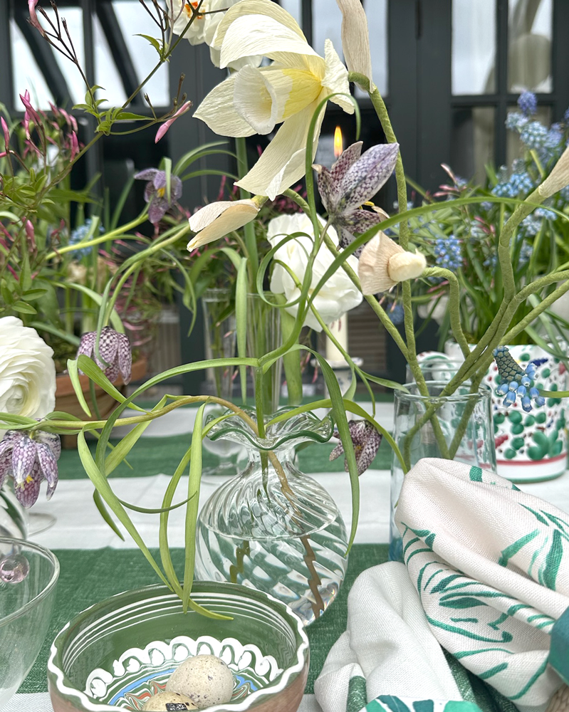 GREEN RIM TWISTED VASE