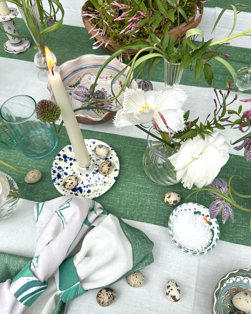 GREEN STRIPE NAPKIN SET