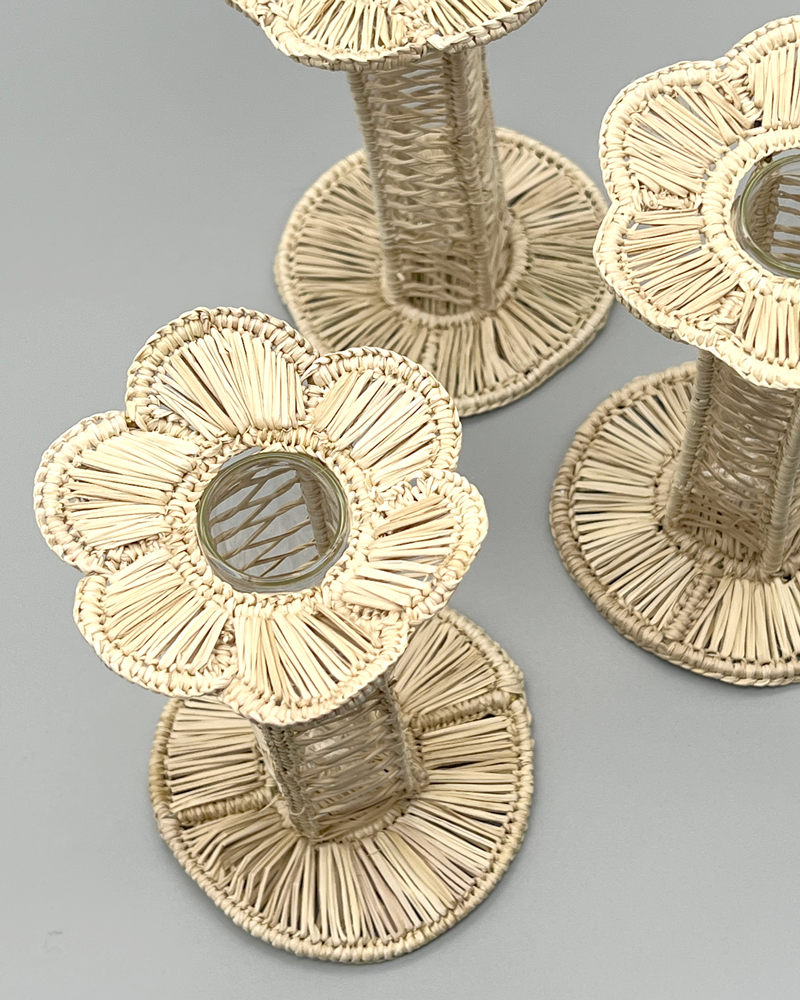 RATTAN PETAL VASE SET