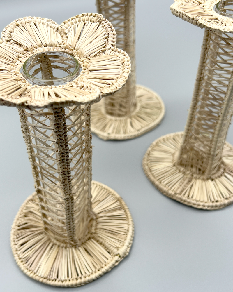 RATTAN PETAL VASE SET