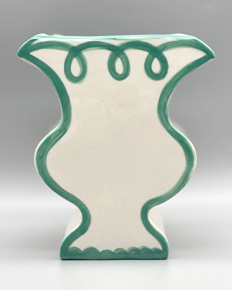 GREEN & CREAM HANDMADE VASE