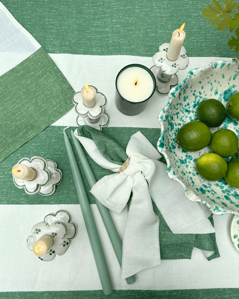 GREEN STRIPE NAPKIN SET