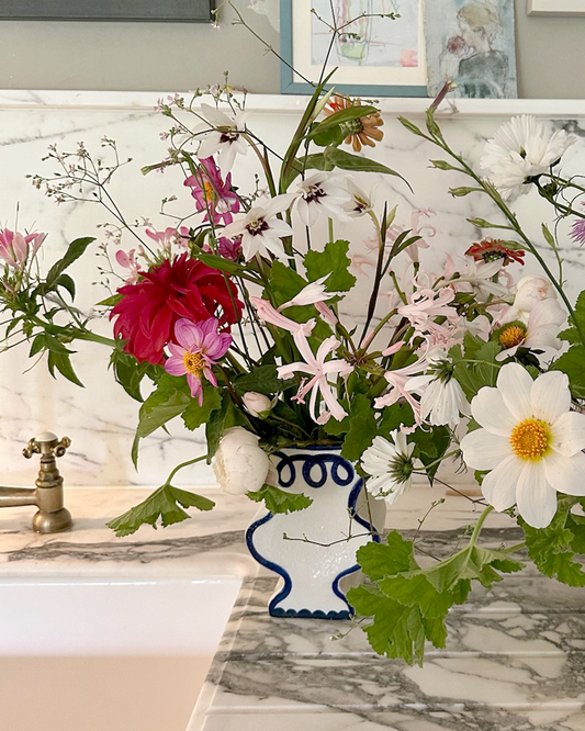 BLUE & CREAM HANDMADE VASE