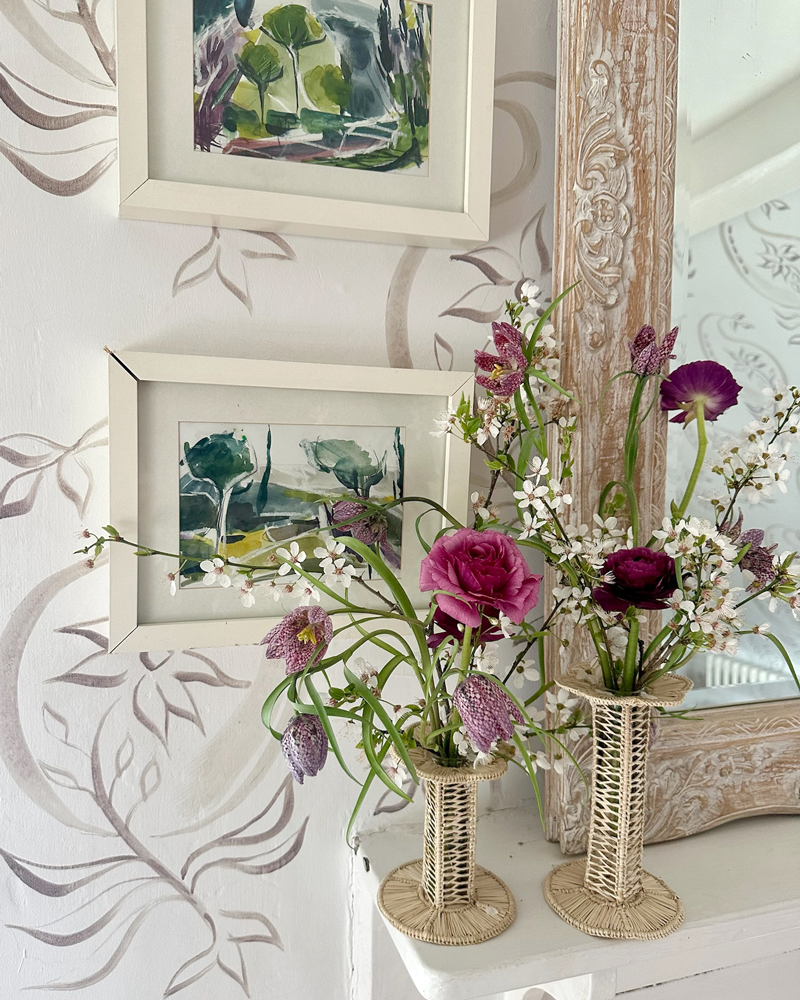 RATTAN PETAL VASE SET