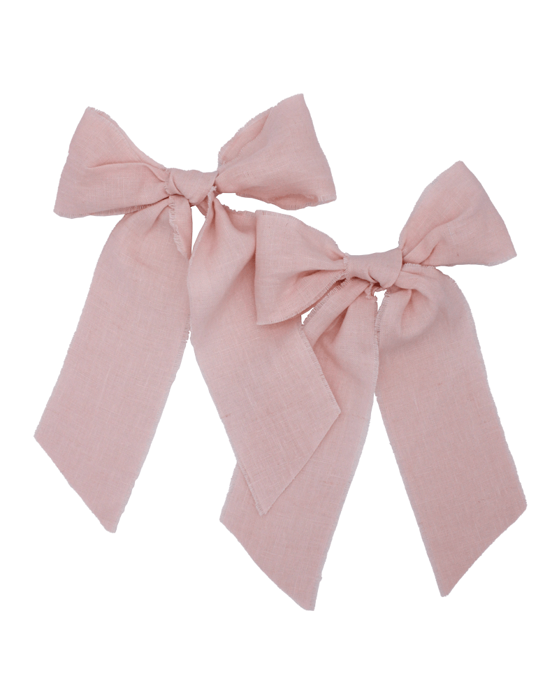 Frayed Pink Linen Bows