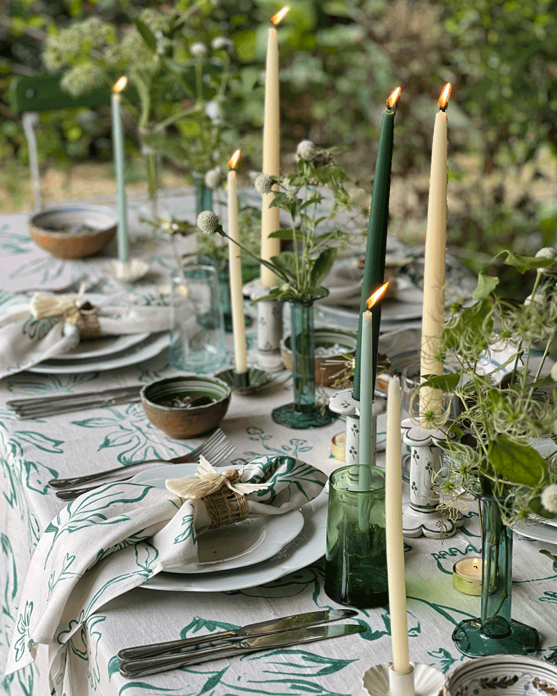 GREEN FLORAL NAPKIN SET