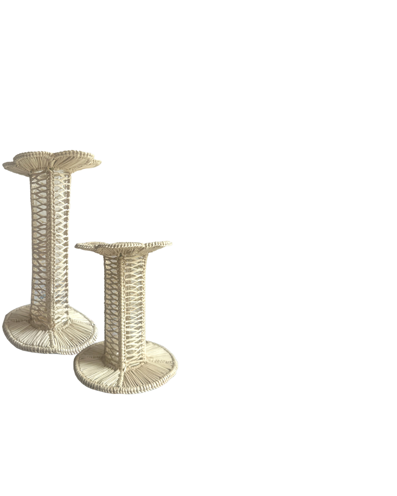 RATTAN PETAL VASE SET