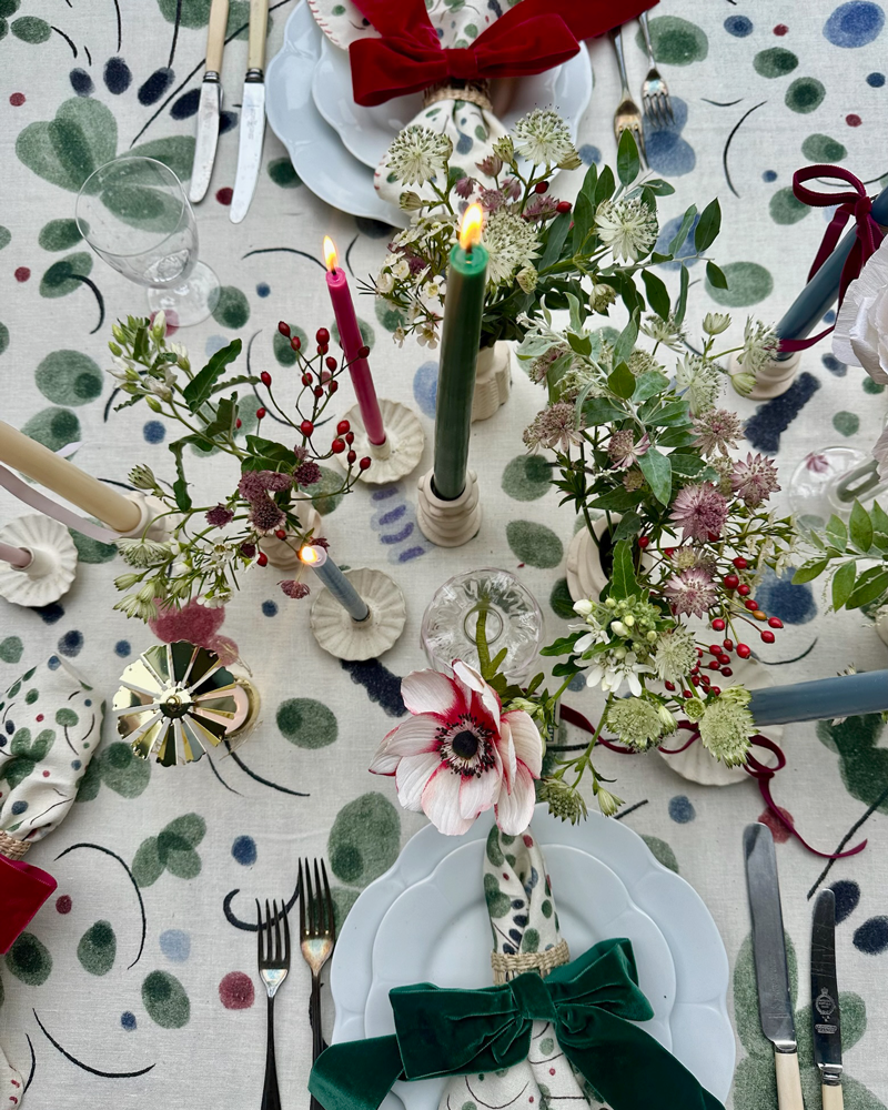 GREEN VELVET BOW SET