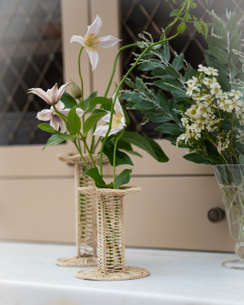 RATTAN PETAL VASE SET