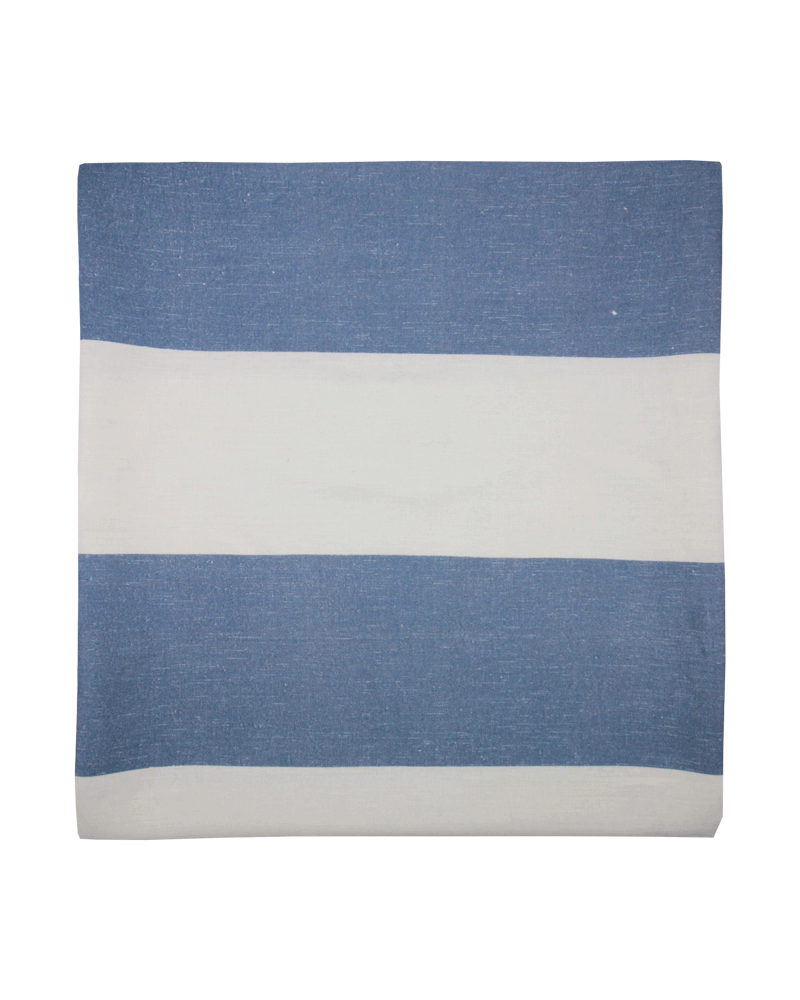 Blue & White Striped Linen Tablecloth