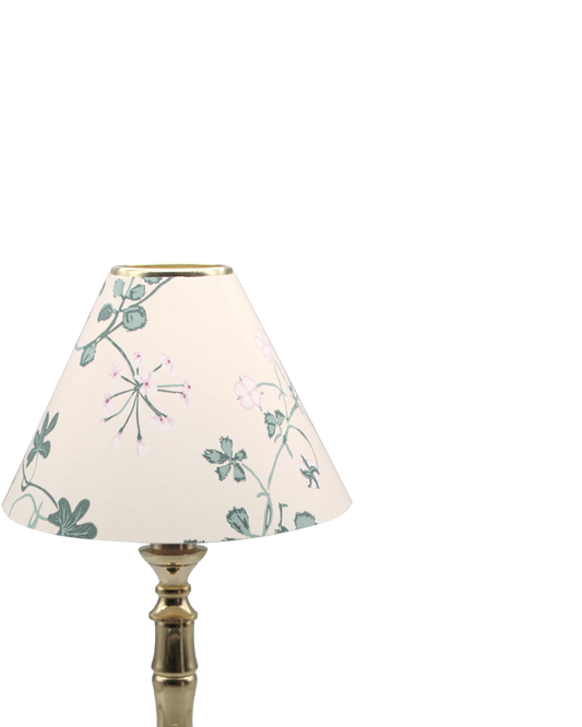 Floral botanica candle shade on brass tealight stand