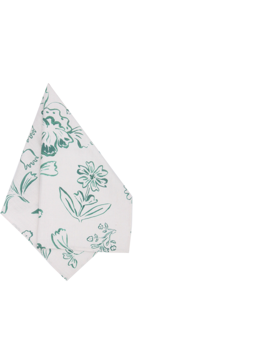 GREEN FLORAL NAPKIN SET