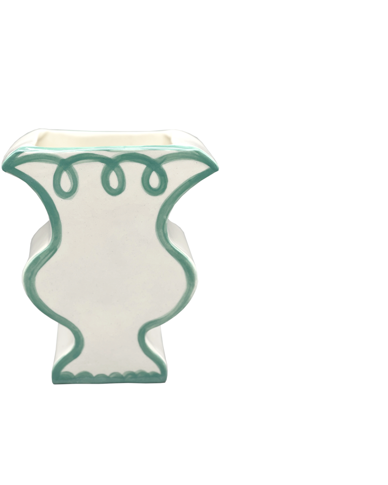 GREEN & CREAM HANDMADE VASE