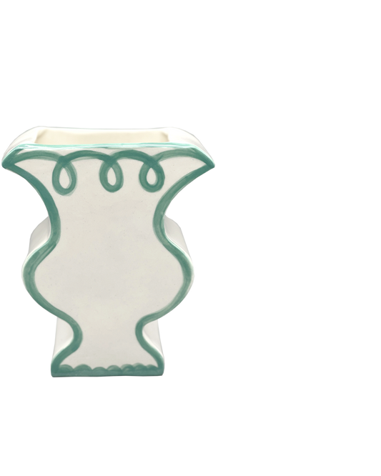 GREEN & CREAM HANDMADE VASE