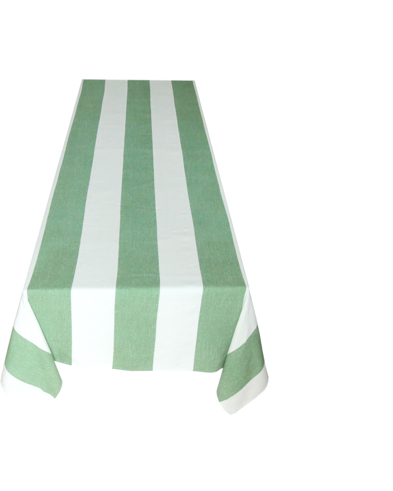 GREEN STRIPE TABLECLOTH