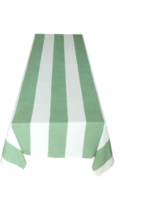 GREEN STRIPE TABLECLOTH