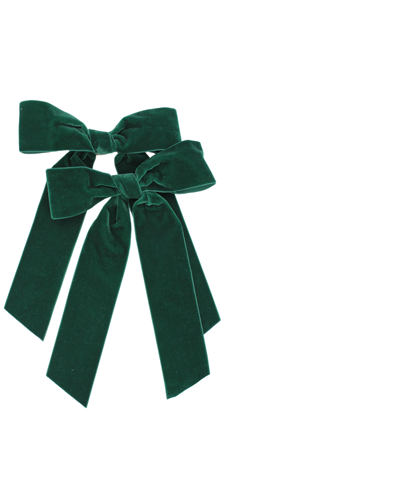 GREEN VELVET BOW SET