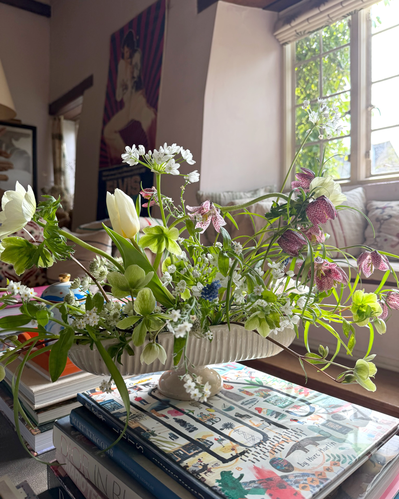 FOOTED STONEWARE MANTLE VASE