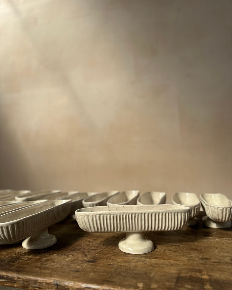 FOOTED STONEWARE MANTLE VASE