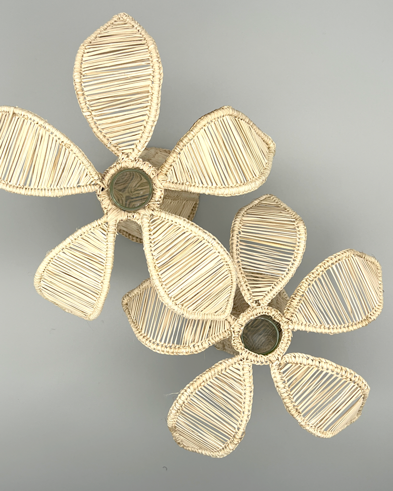 RATTAN PALM VASE SET