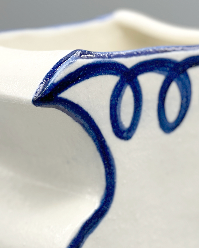 BLUE & CREAM HANDMADE VASE