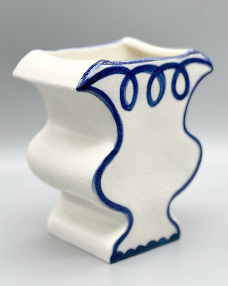 BLUE & CREAM HANDMADE VASE