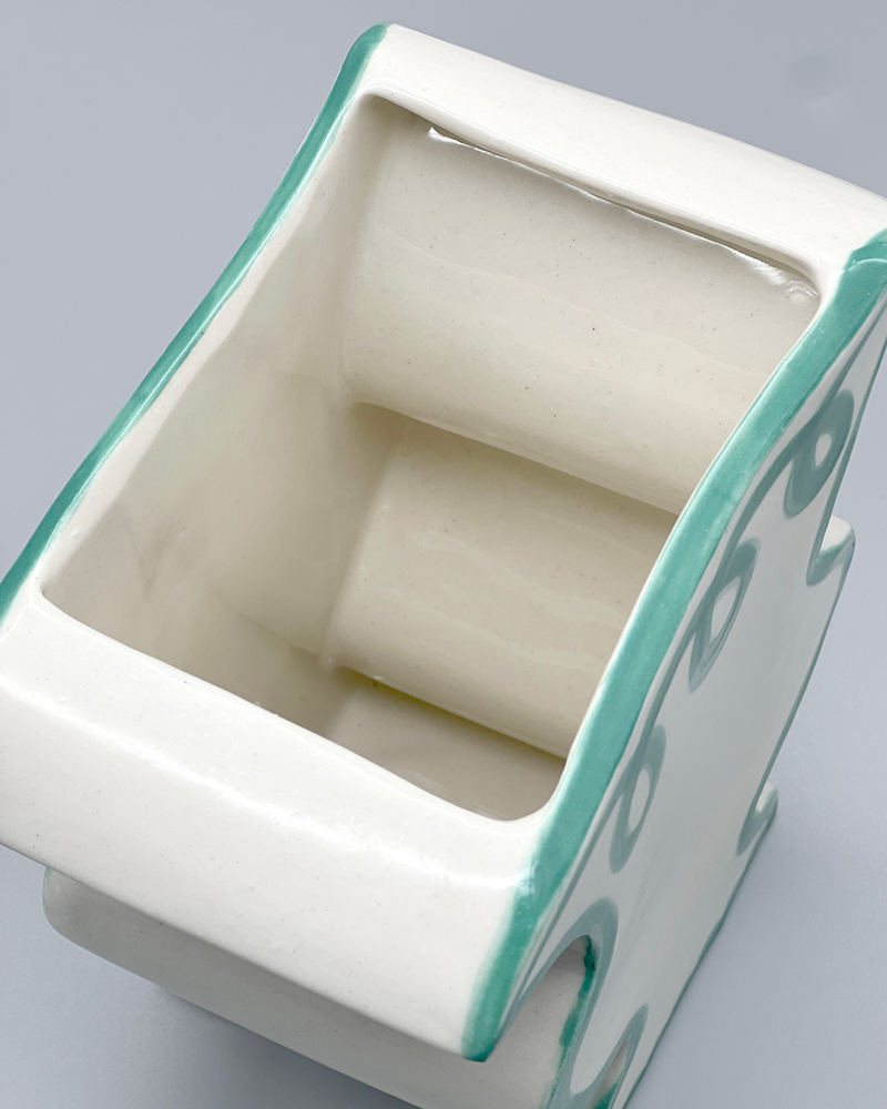 GREEN & CREAM HANDMADE VASE