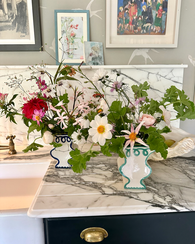 GREEN & CREAM HANDMADE VASE