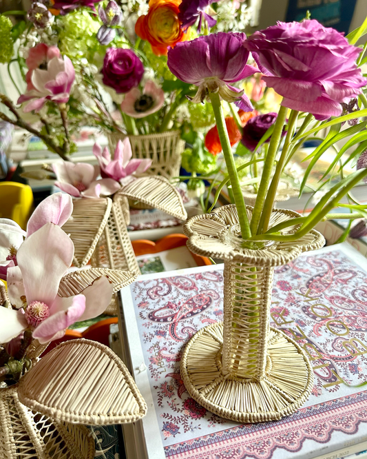 RATTAN PETAL VASE SET