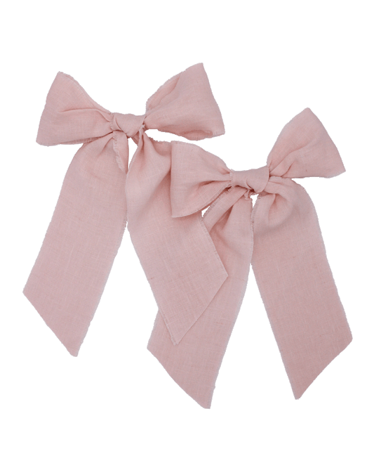 Frayed Pink Linen Bows