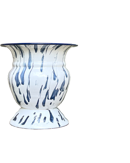 INDIGO SPLATTER ENAMEL URN