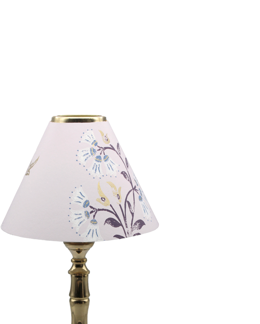 Maharani floral candle shade on a brass tealight stand