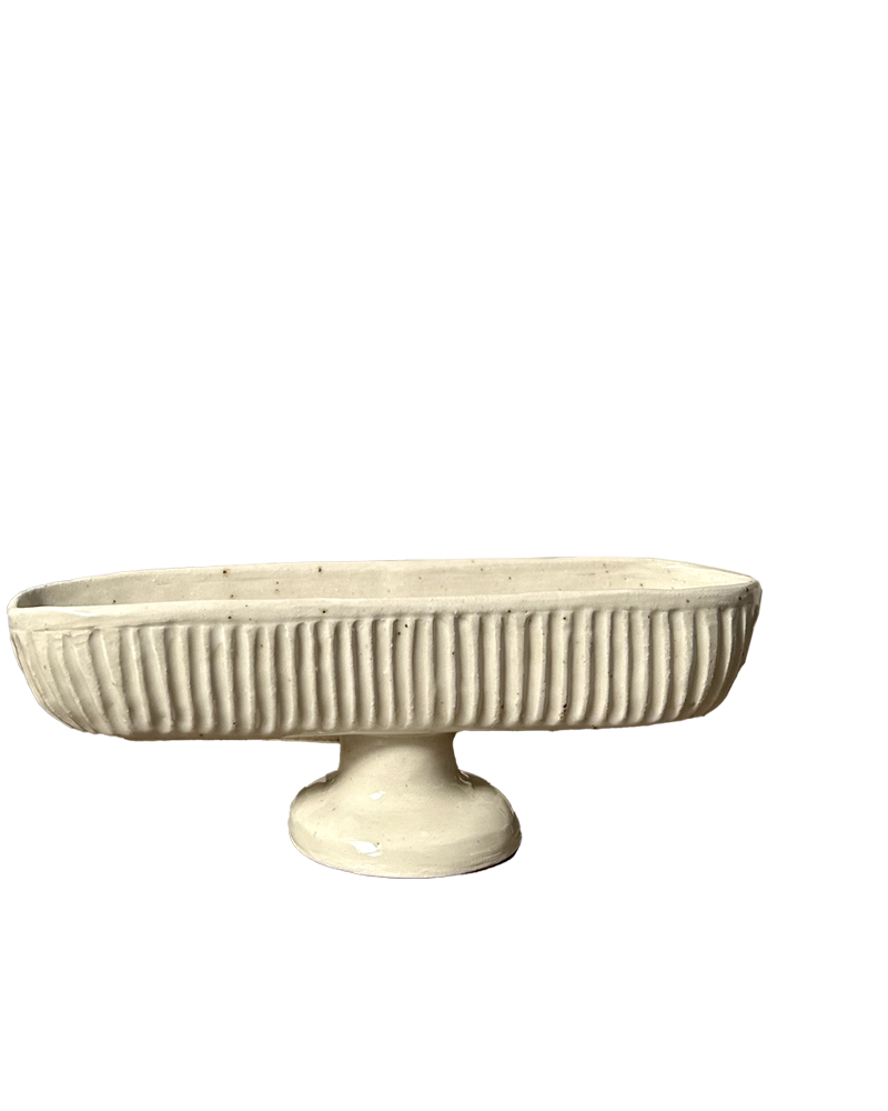 FOOTED STONEWARE MANTLE VASE