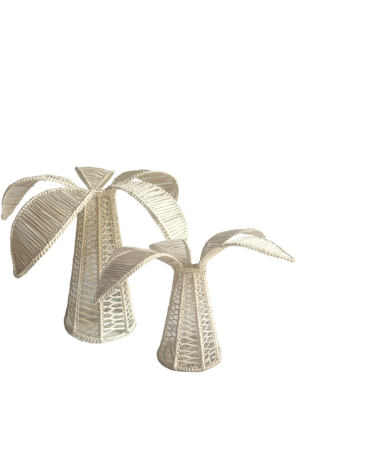 RATTAN PALM VASE SET