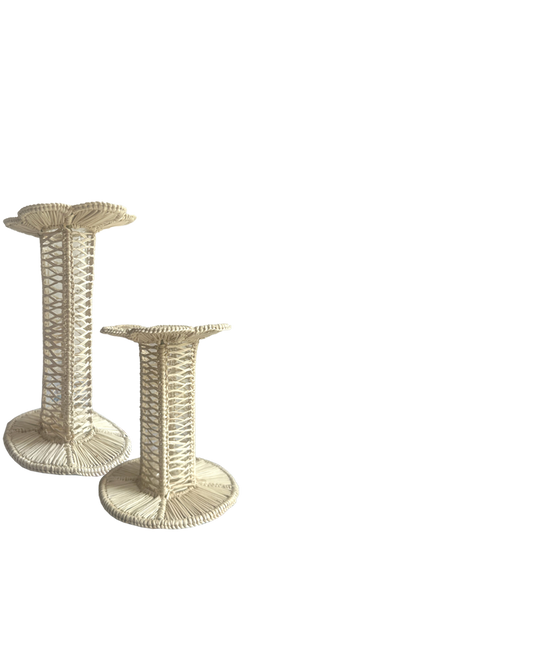 RATTAN PETAL VASE SET