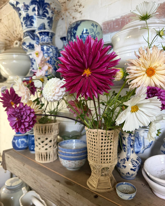 RATTAN FOOTED VASE