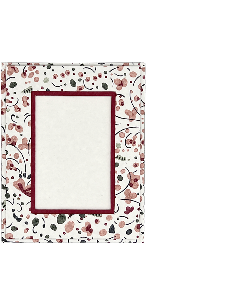 BLOCK PRINTED RED POSIE FRAME