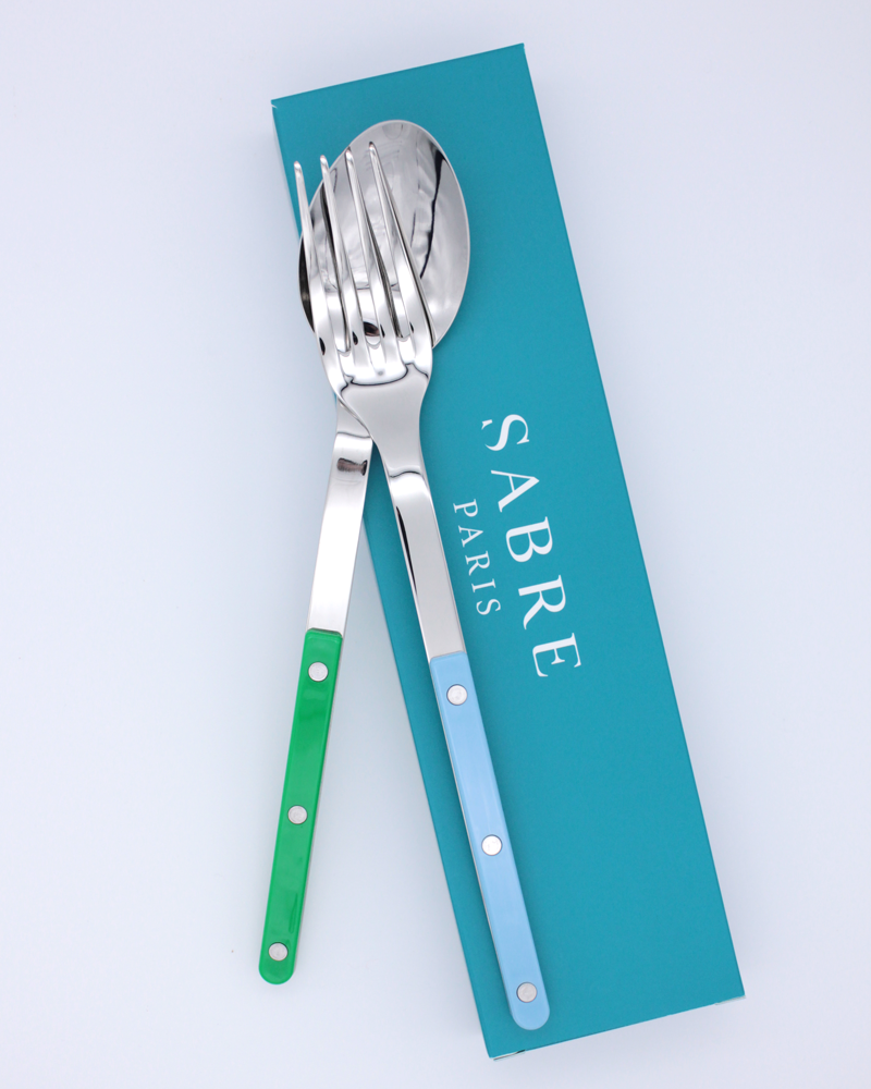 SALAD SERVERS BLUE & GREEN