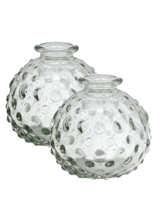 Pair of Clear Spotted Bud Vases