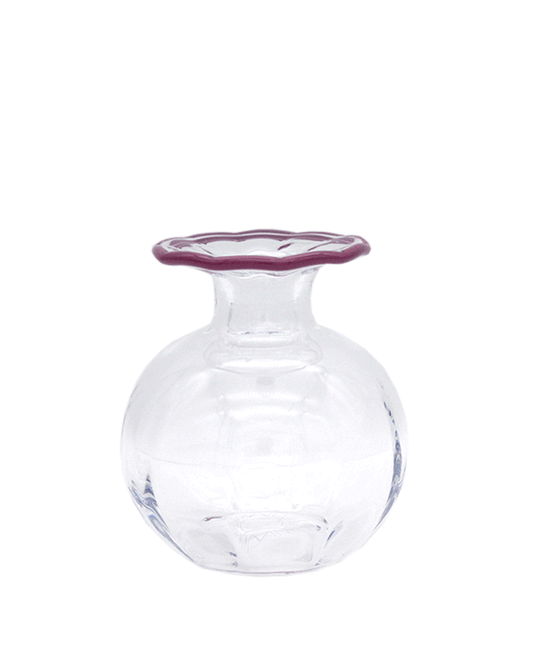 Willow Vase - Clear Glass with Pink Rim