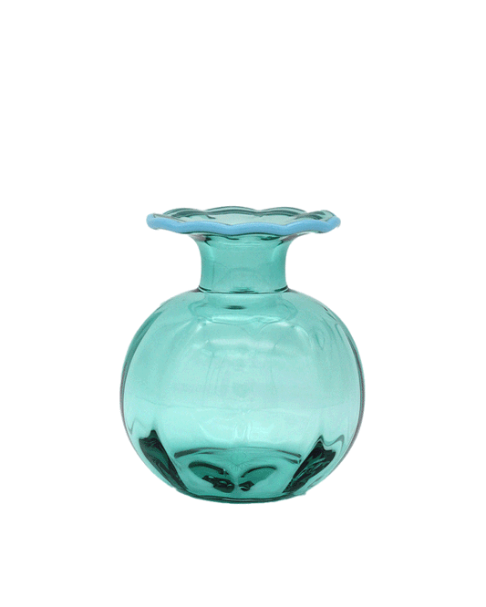 Willow Vase - Jade Glass with Turquoise Rim