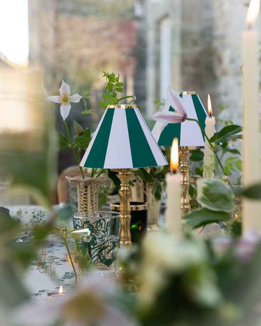 GREEN STRIPE CANDLE SHADE