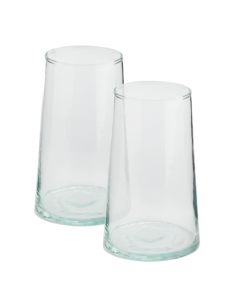 Pair of Clear Recycled Glass Tumblers