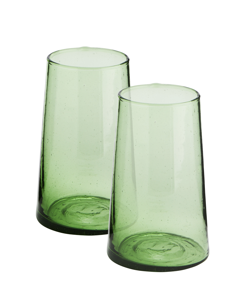 Pair of Green Recycled Glass Tumblers