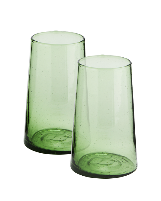 Pair of Green Recycled Glass Tumblers