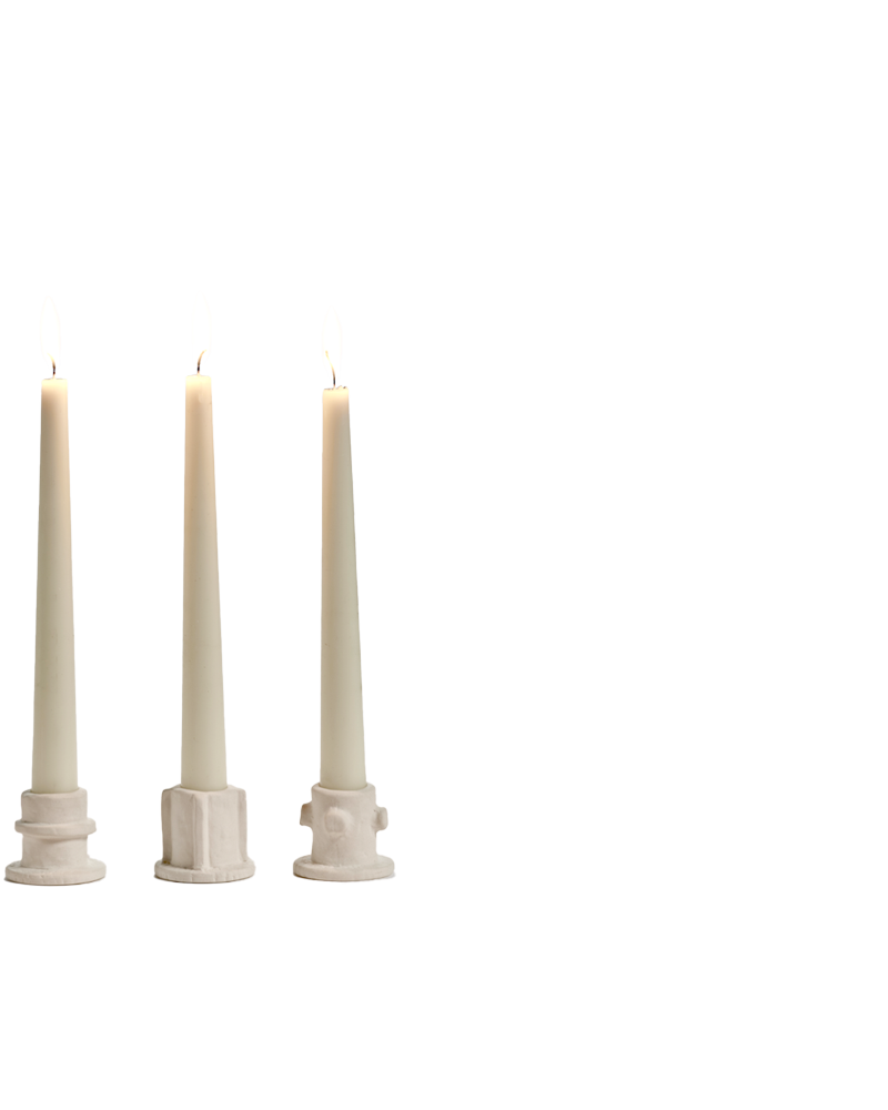 STONEWARE SHORT CANDLESTICK SET